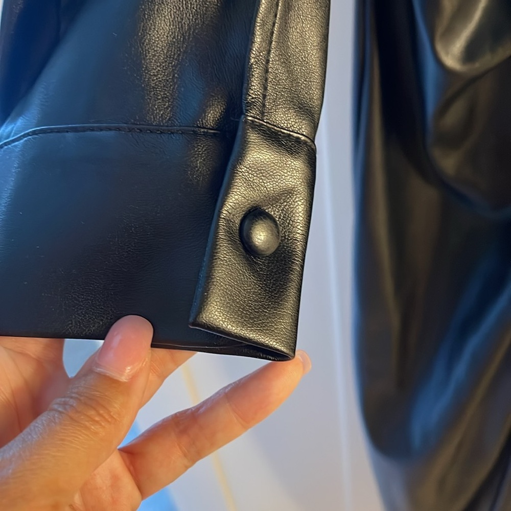 Zara Black Faux Leather Long-Sleeve Midi Dress - Picture 4 of 4